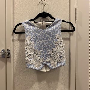 Topshop Crop Lace Embroidered Tank